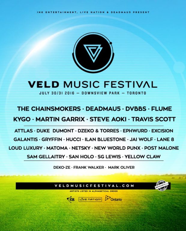 VELD music festival 2016 lineup flyer