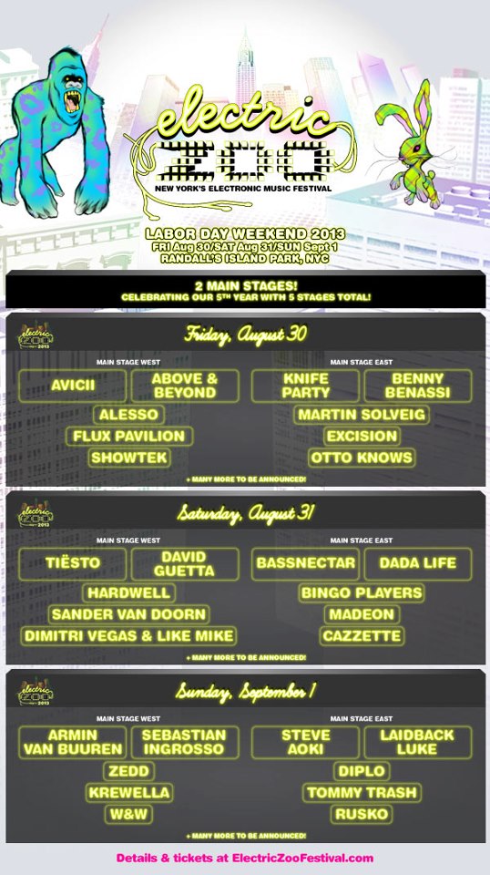 Electric Zoo 2013 - Lineup & Tickets