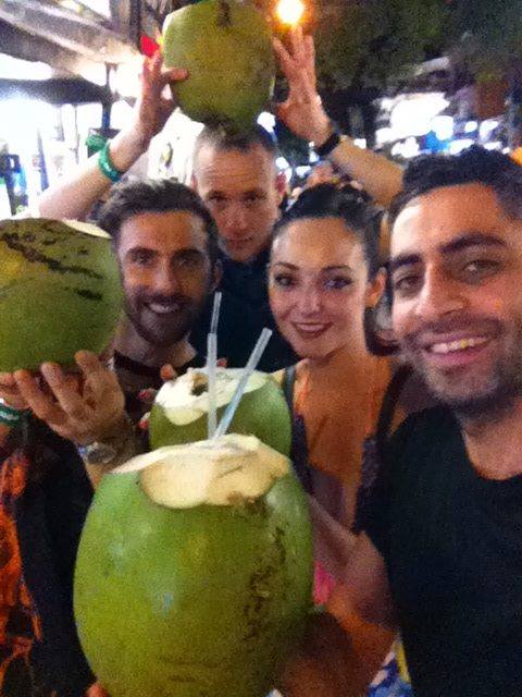 Darius with a coconut and Hot Since '82. He was having a really good time!