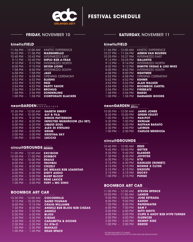 EDC Orlando Set Times, Maps, & More! RaverRafting