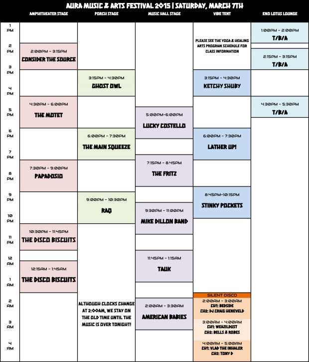 AURA 2015 - Saturday Schedule
