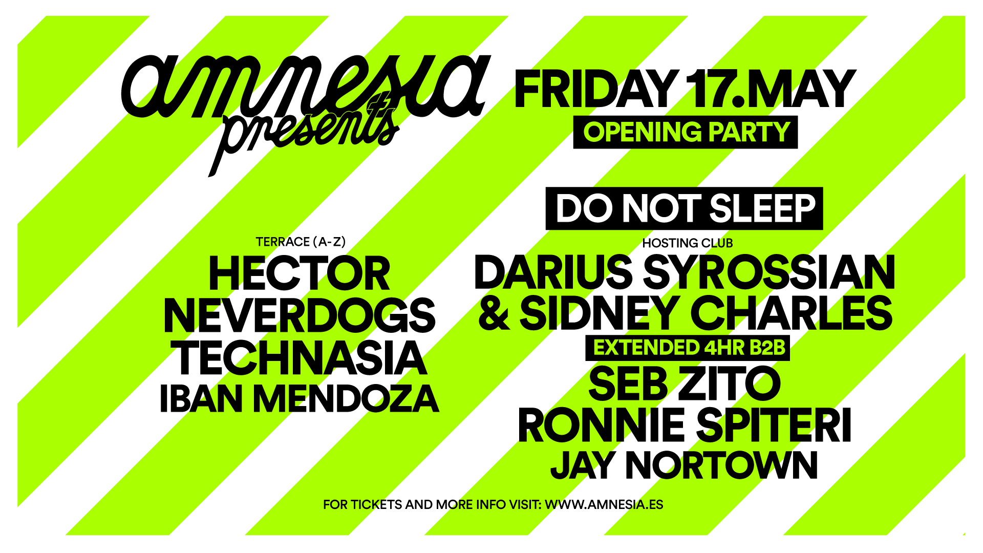 Amnesia Presents and Do Not Sleep Announce Exclusive Friday Parties in Ibiza this Summer