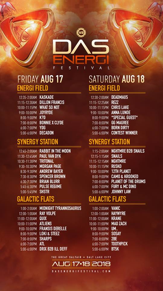 Set Times, Set Times, Read All About It! Start Planning Your Das Energi